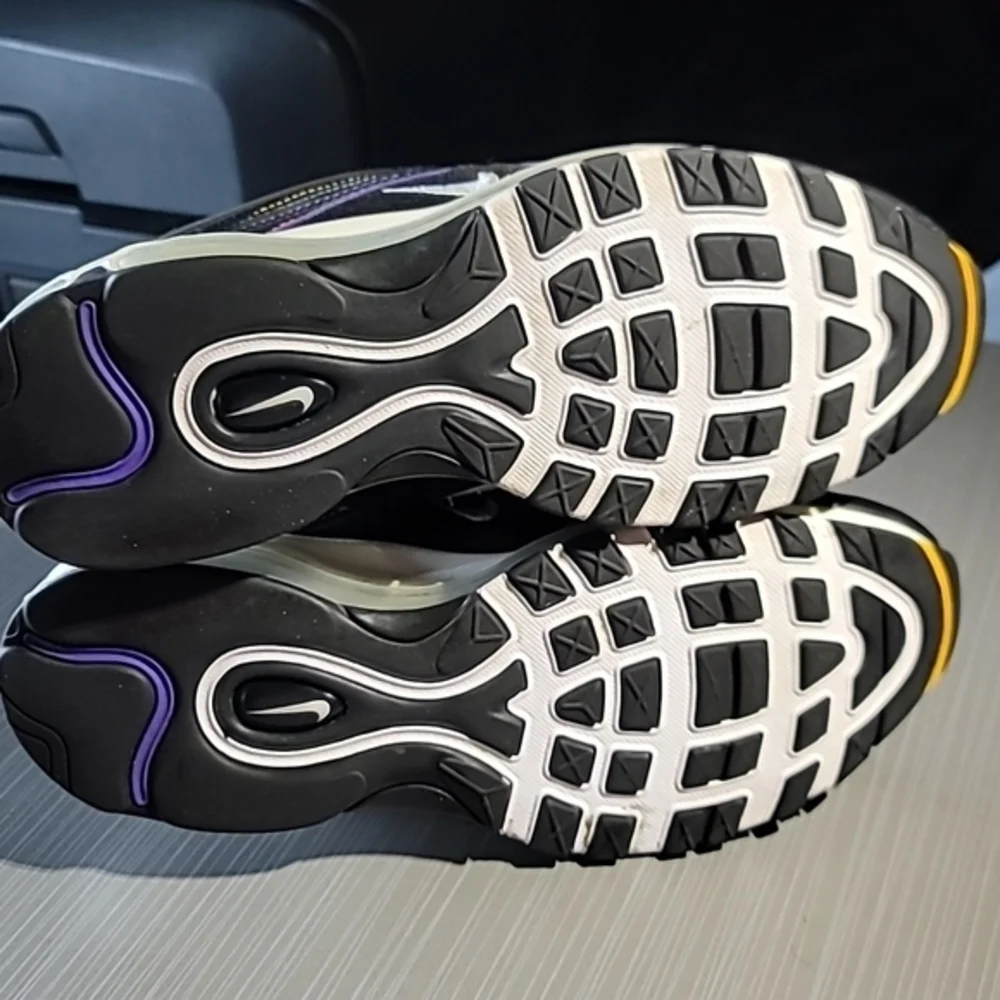 Nike Air Max 97 Black Leather&Mesh W/ Yellow/Green/Purple/Red Stitch Wo…‎